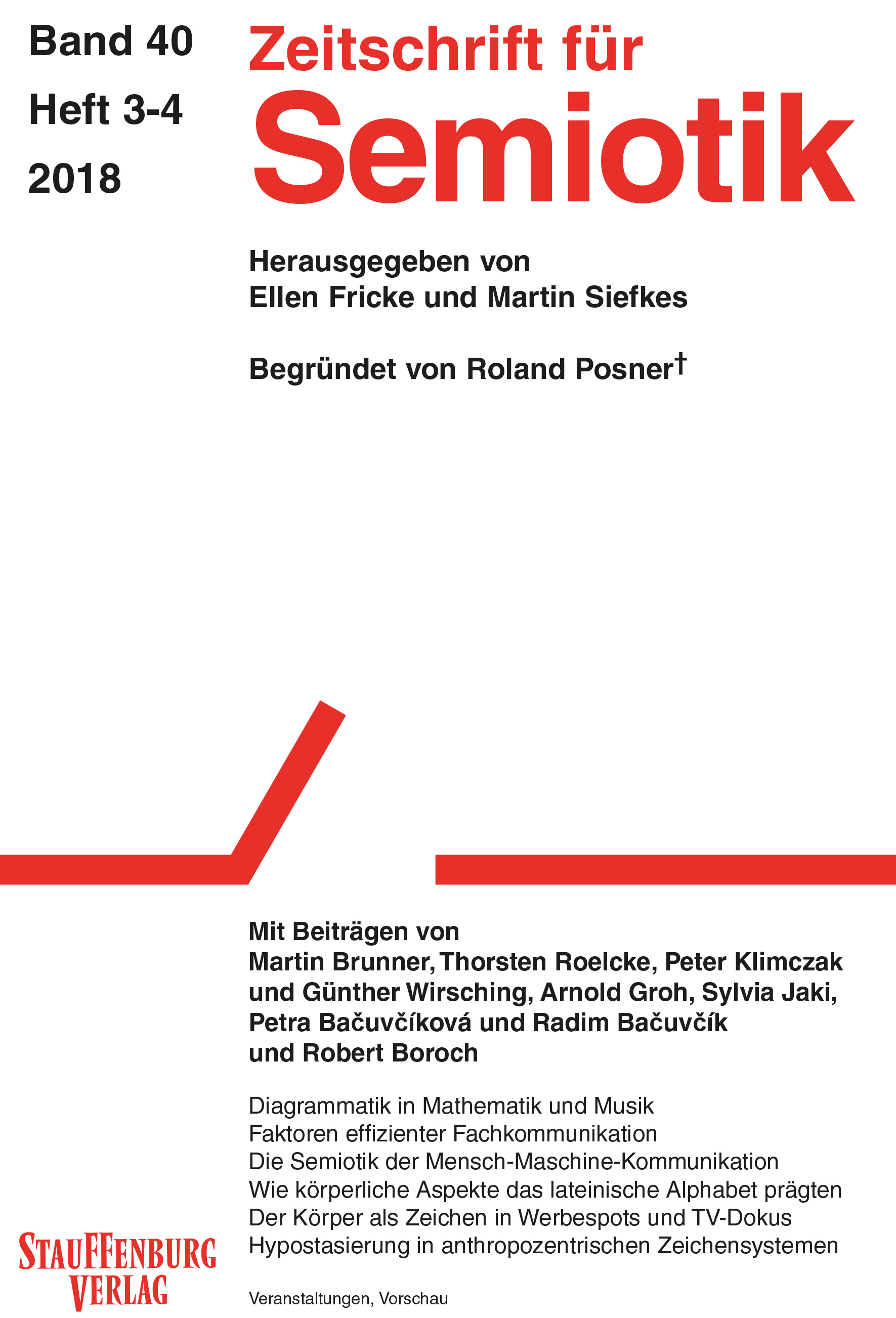 This is the cover of Zeitschrift für Semiotik 40, 3-4 from the year 2018. The titel of the issue is "Themenoffenes Heft".